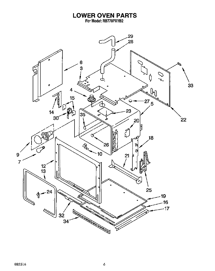 LOWER OVEN Diagram and Parts List for RB770PXYQ2  Whirlpool Wall Oven