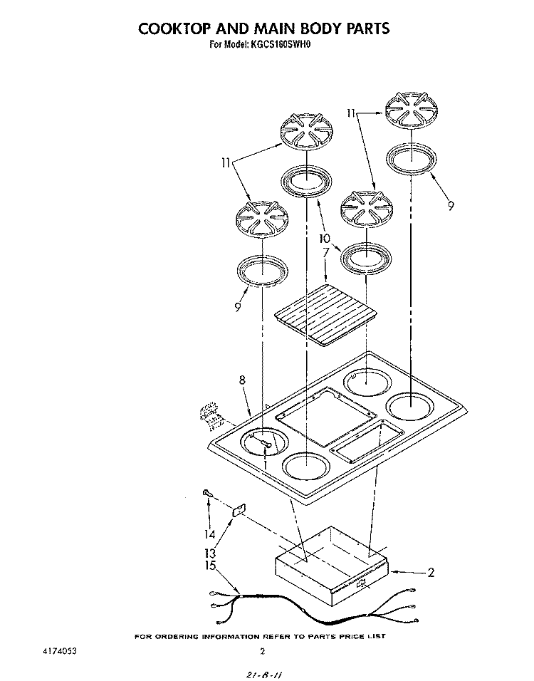 SECTION Diagram and Parts List for KGCS160SWH0  KitchenAid Cooktop