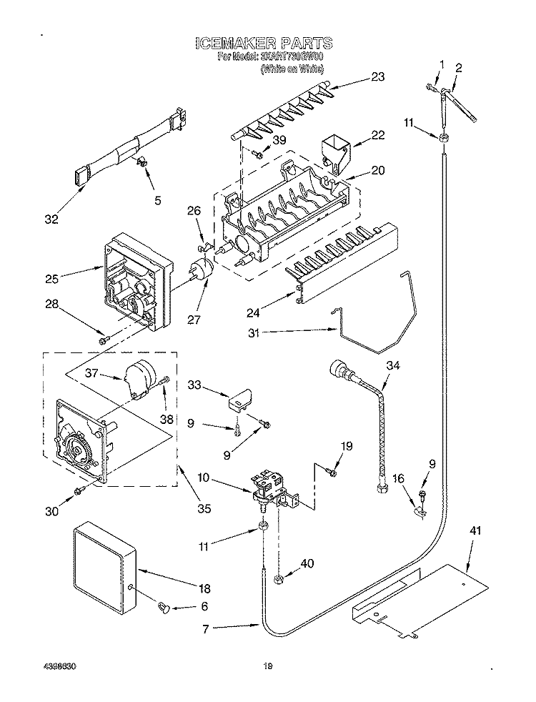 ICE MAKER, OPTIONAL Diagram and Parts List for 3XART730GW00  Whirlpool Refrigerator