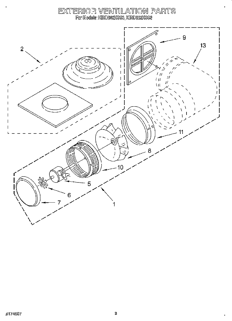 SECTION Diagram and Parts List for KIRD862XSS3  KitchenAid Range Hood