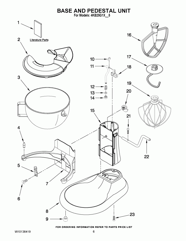 BASE AND PEDESTAL UNIT Diagram and Parts List for 4KB25G1XCO5  KitchenAid Mixer