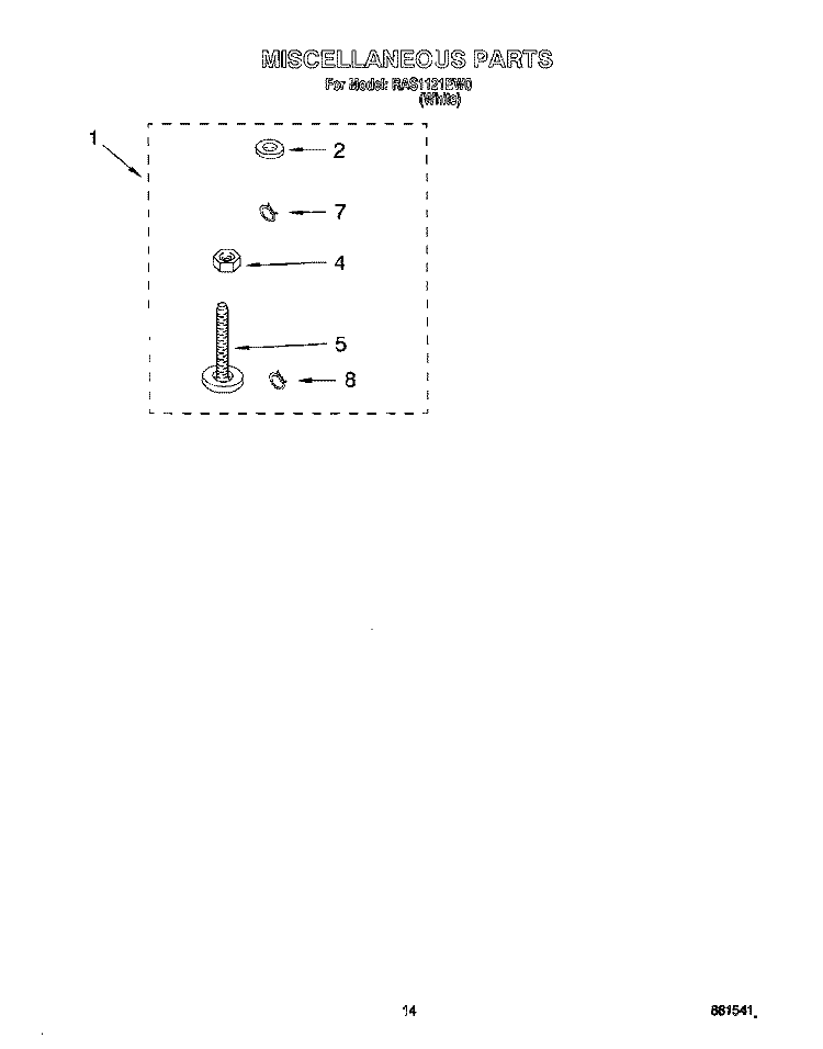 MISCELLANEOUS, LIT/OPTIONAL Diagram and Parts List for RAS1121EW0  Roper Washer
