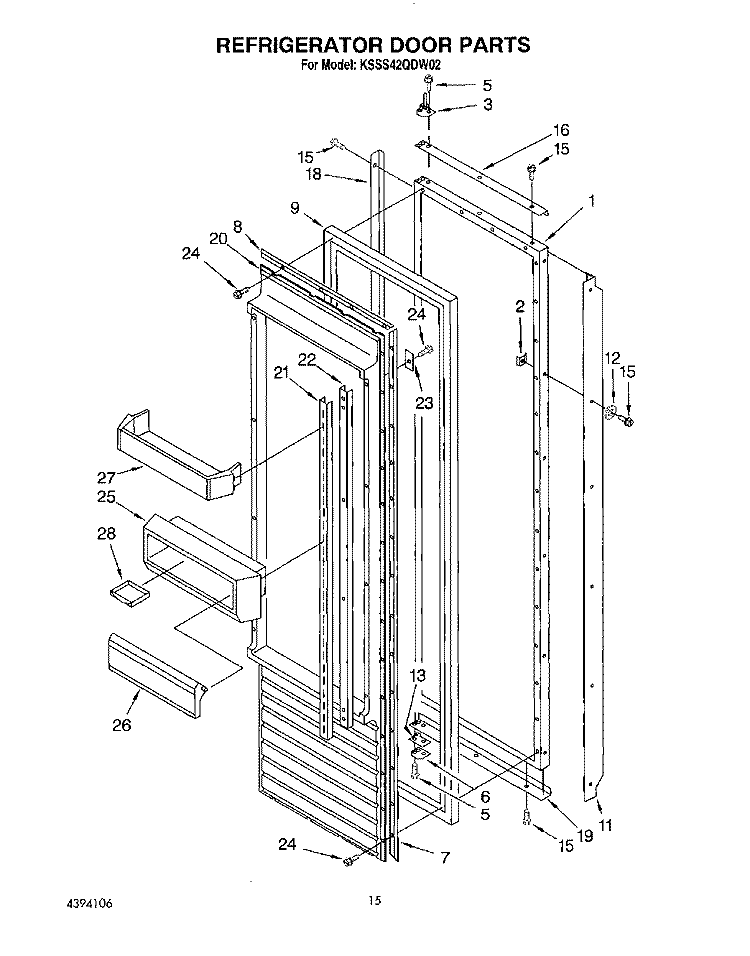 REFRIGERATOR DOOR Diagram and Parts List for KSSS42QDW02  KitchenAid Refrigerator