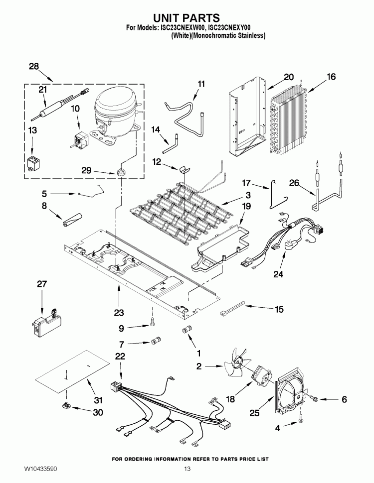 UNIT PARTS Diagram and Parts List for ISC23CNEXW00  Whirlpool Refrigerator