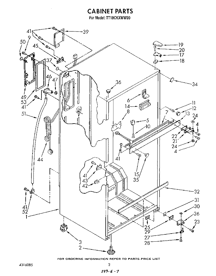 CABINET Diagram and Parts List for TT18CKXWN00  Whirlpool Refrigerator