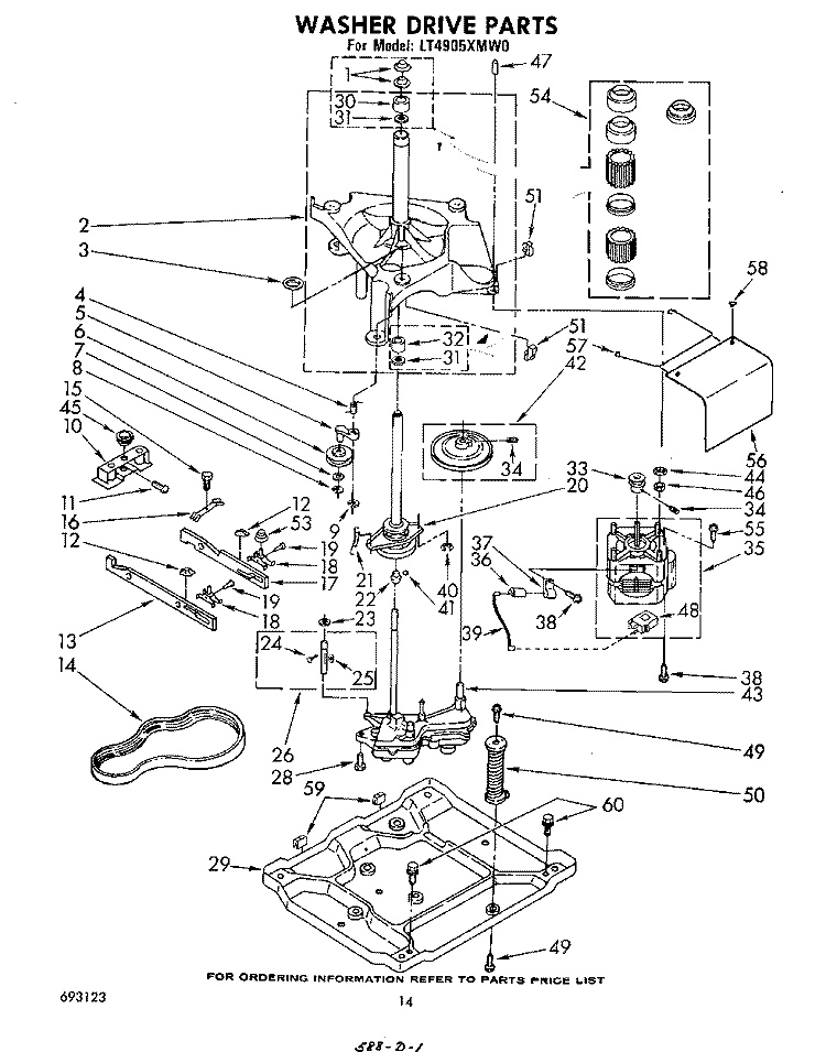 WATER DRIVE Diagram and Parts List for LT4905XMW0  Whirlpool Washer Dryer Combo