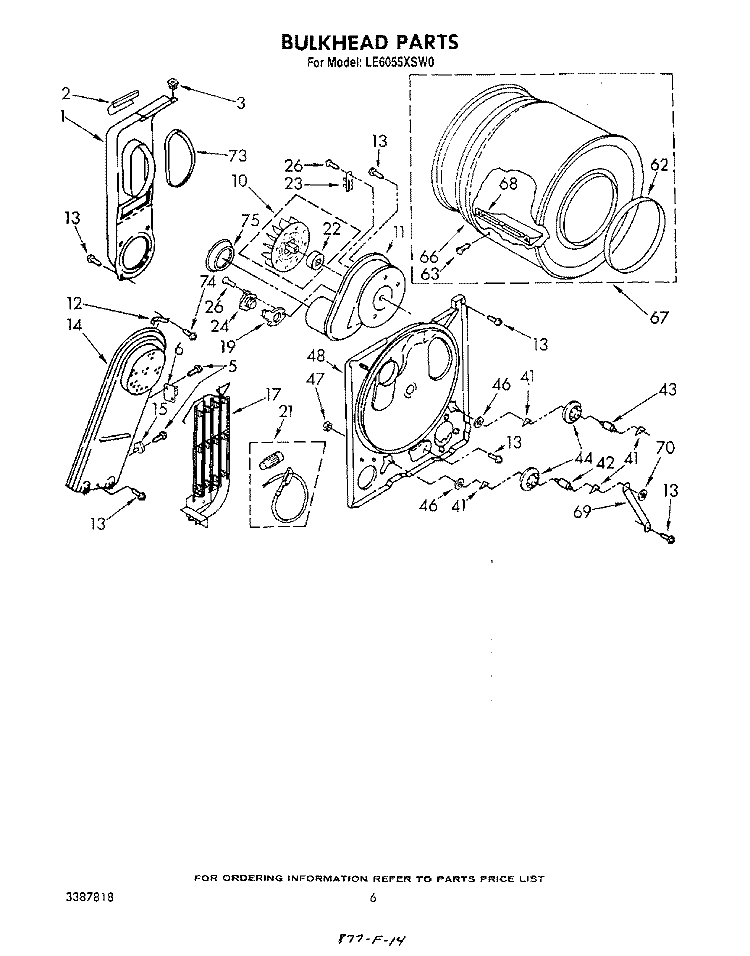 SECTION Diagram and Parts List for LE6055XSW0  Whirlpool Dryer