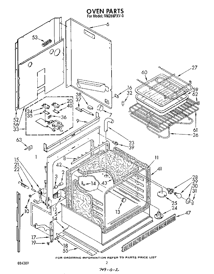 OVEN Diagram and Parts List for RM286PXV0  Whirlpool Microwave Oven Combo