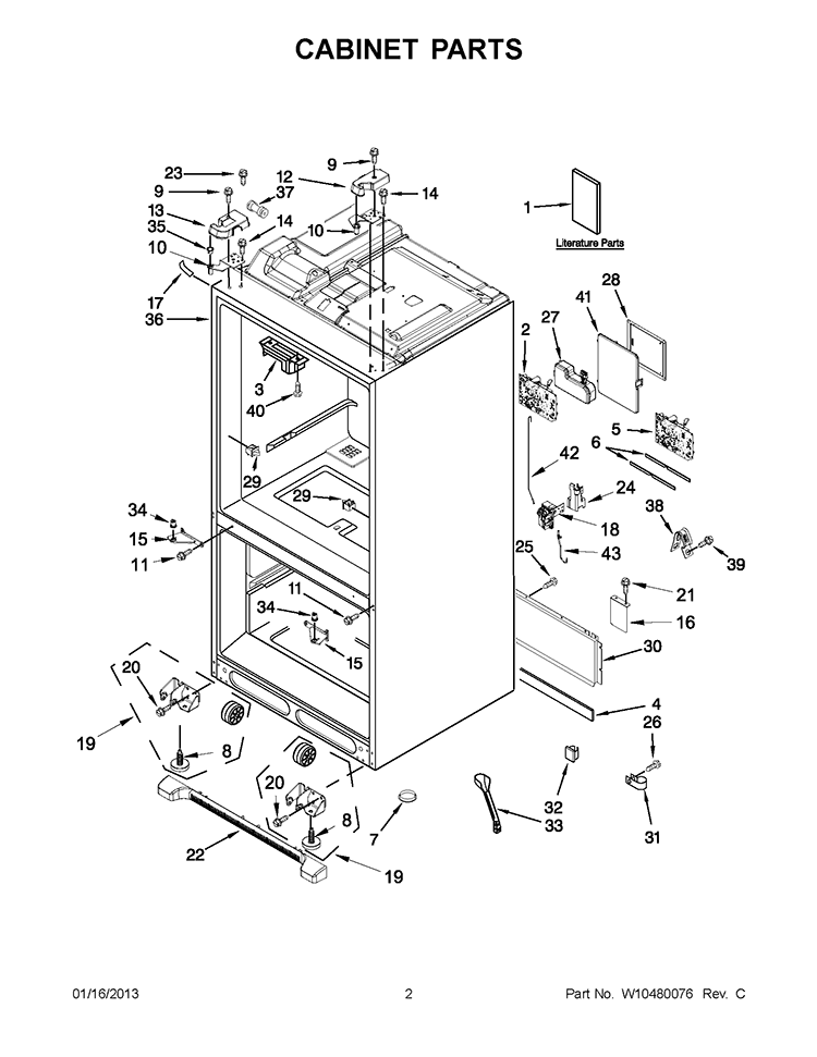 CABINET PARTS Diagram and Parts List for KFIS29PBMS00  KitchenAid Refrigerator