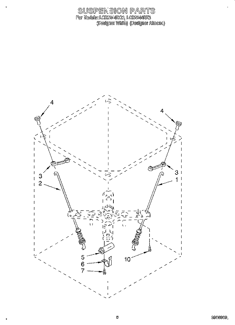 SUSPENSION Diagram and Parts List for LCR7244DQ3  Whirlpool Washer
