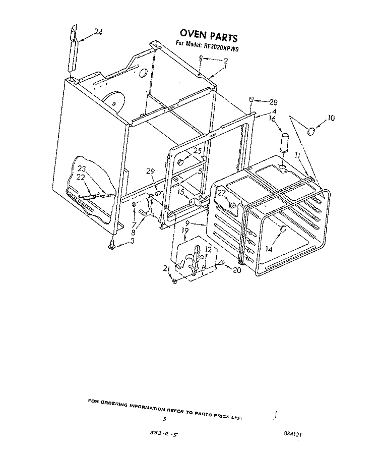 OVEN Diagram and Parts List for RF3020XPW0  Whirlpool Range