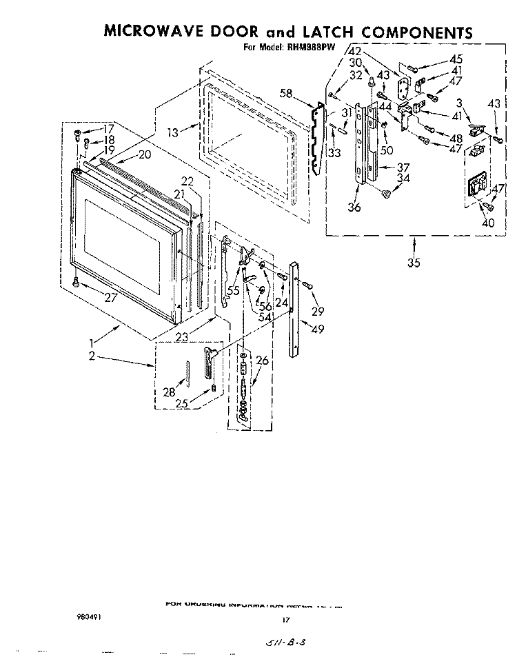 MICROWAVE DOOR AND LATCH , NOT ILLUSTRATED Diagram and Parts List for RHM988PW  Whirlpool Range