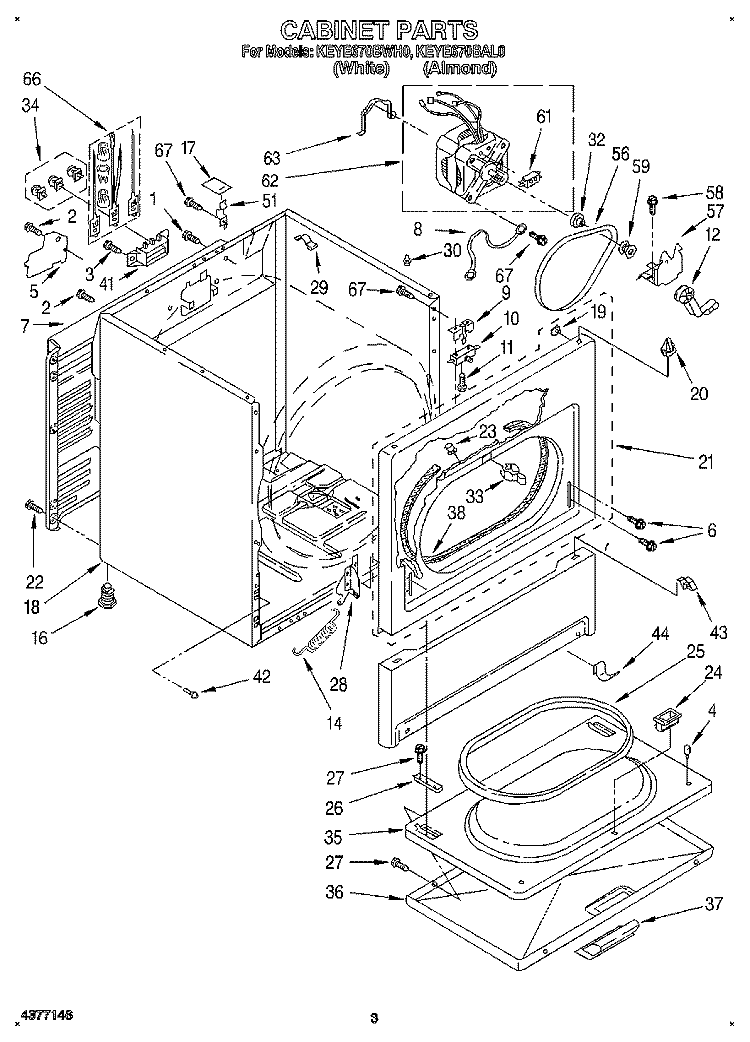 SECTION Diagram and Parts List for KEYE670BAL0  KitchenAid Dryer