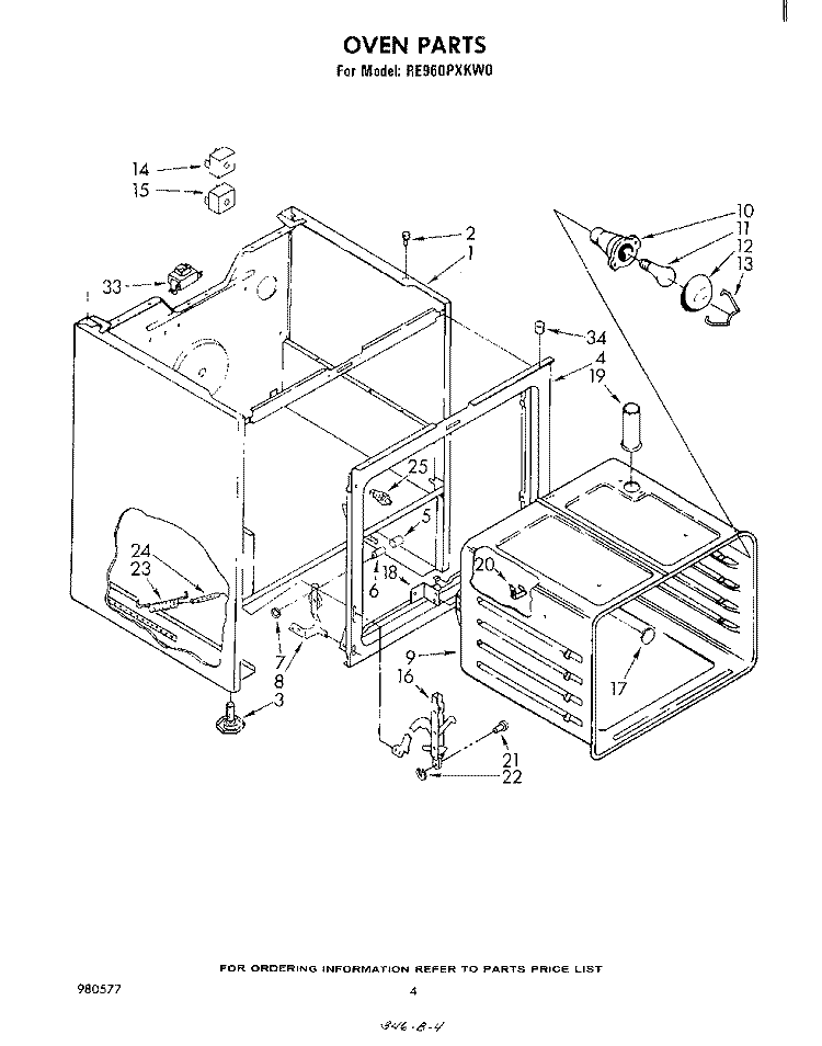OVEN Diagram and Parts List for RE960PXKW0  Whirlpool Range