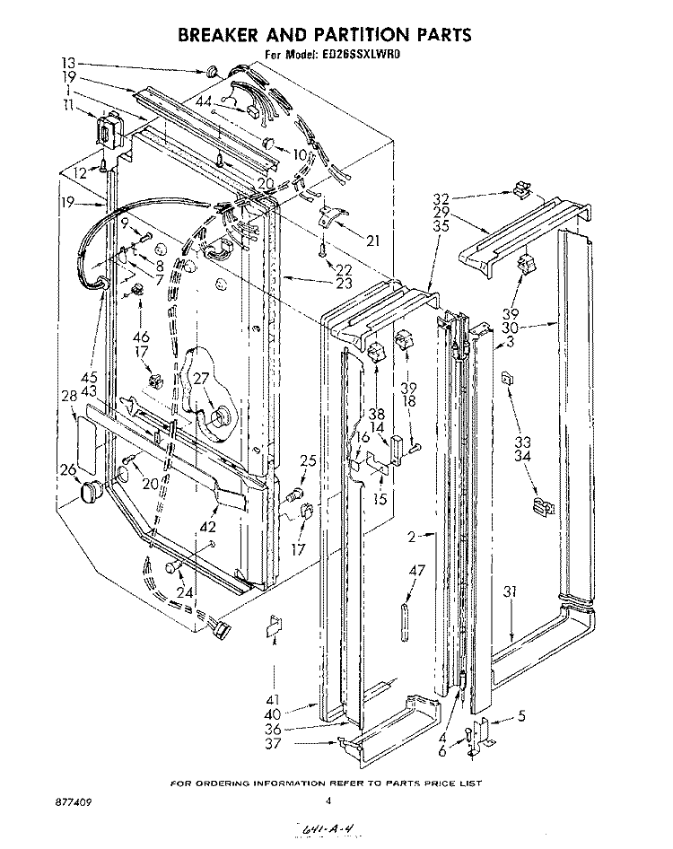 BREAKER AND PARTITION Diagram and Parts List for ED26SSXLWR0  Whirlpool Refrigerator