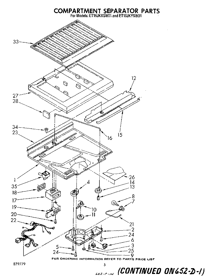 COMPARTMENT SEPARATOR Diagram and Parts List for ET16JKXSW01  Whirlpool Refrigerator