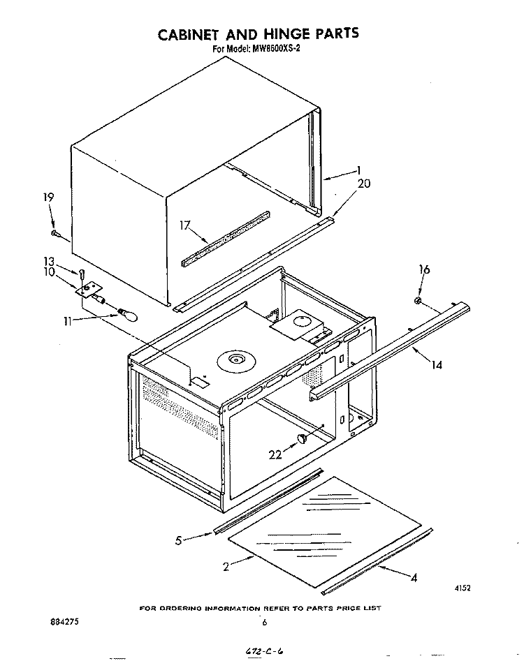 CABINET AND HINGE Diagram and Parts List for MW8600XS2  Whirlpool Microwave