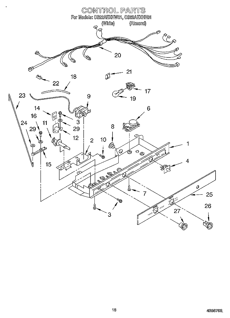 CONTROL Diagram and Parts List for CS22AEXHN01  Crosley Refrigerator