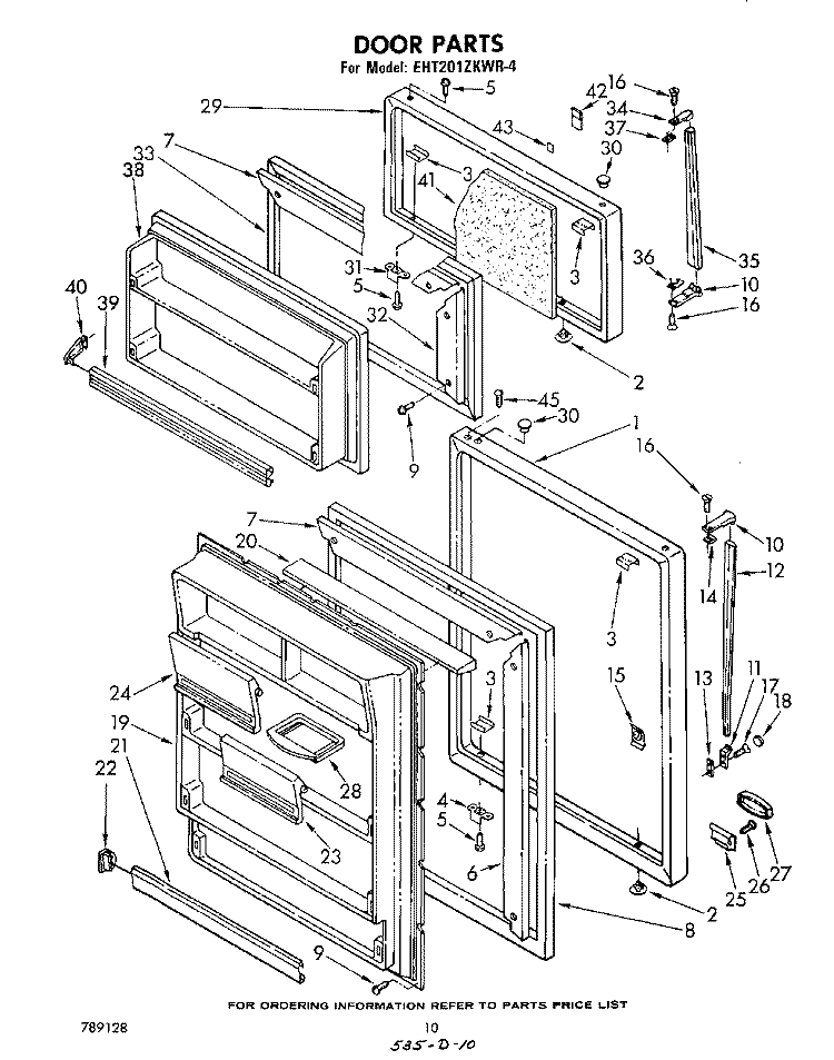 DOOR , NOT ILLUSTRATED AND OPTIONAL Diagram and Parts List for EHT201ZKWR5  Whirlpool Refrigerator