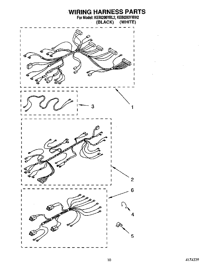 WIRING HARNESS Diagram and Parts List for KEBI200YBL2  KitchenAid Wall Oven