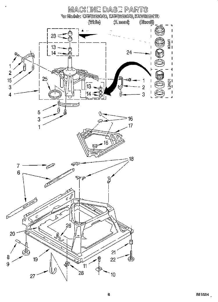 MACHINE BASE Diagram and Parts List for KAWS850GT0  KitchenAid Washer