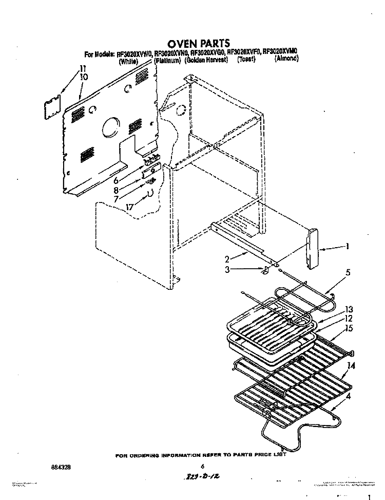 OPTIONAL Diagram and Parts List for RF3020XVF0  Whirlpool Range