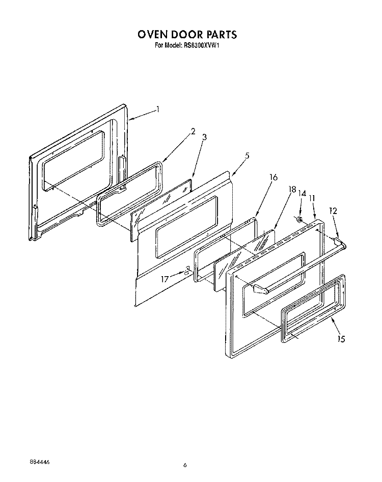 OVEN DOOR, OPTIONAL Diagram and Parts List for RS6300XVN1  Whirlpool Range