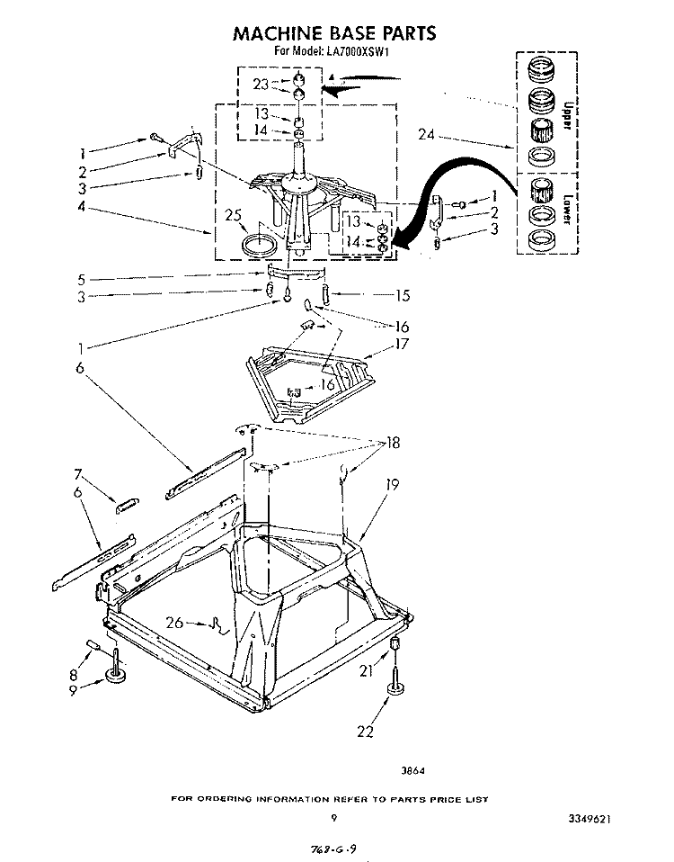MACHINE BASE Diagram and Parts List for LA7000XSW1  Whirlpool Washer