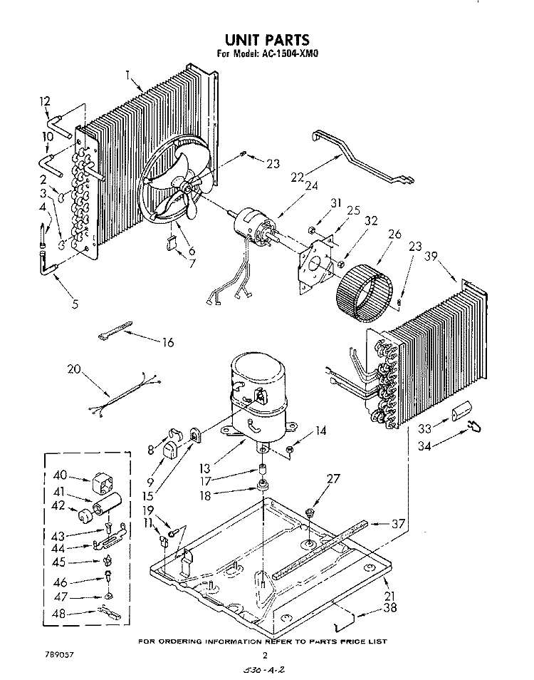 UNIT Diagram and Parts List for AC1504XM0  Whirlpool Air Conditioner