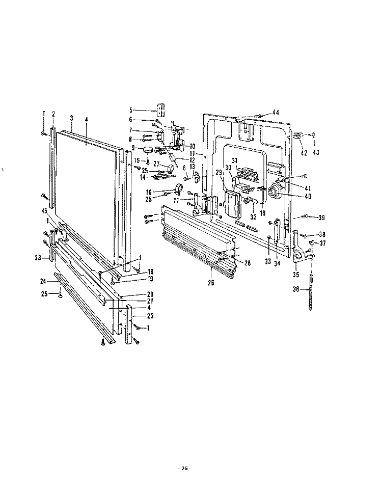 DOOR Diagram and Parts List for 8585L00  Roper Dishwasher