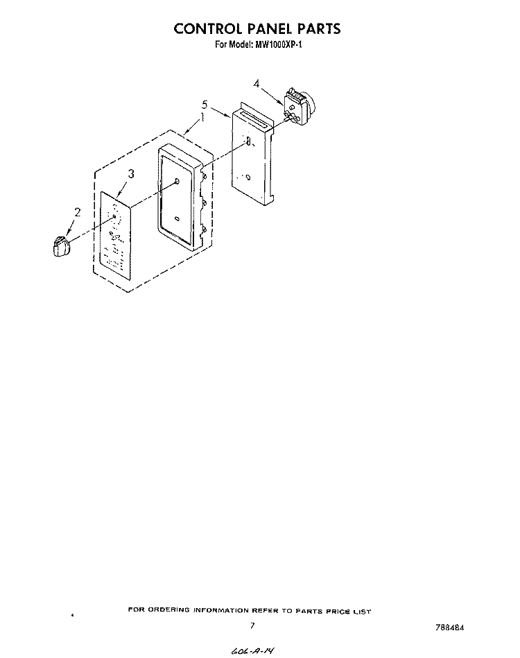 CONTROL PANEL , LITERATURE AND OPTIONAL Diagram and Parts List for MW1000XP1  Whirlpool Microwave