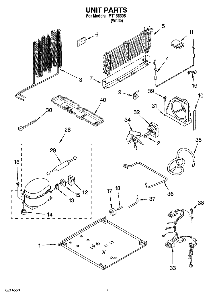 UNIT PARTS Diagram and Parts List for IMT186306  Inglis Refrigerator