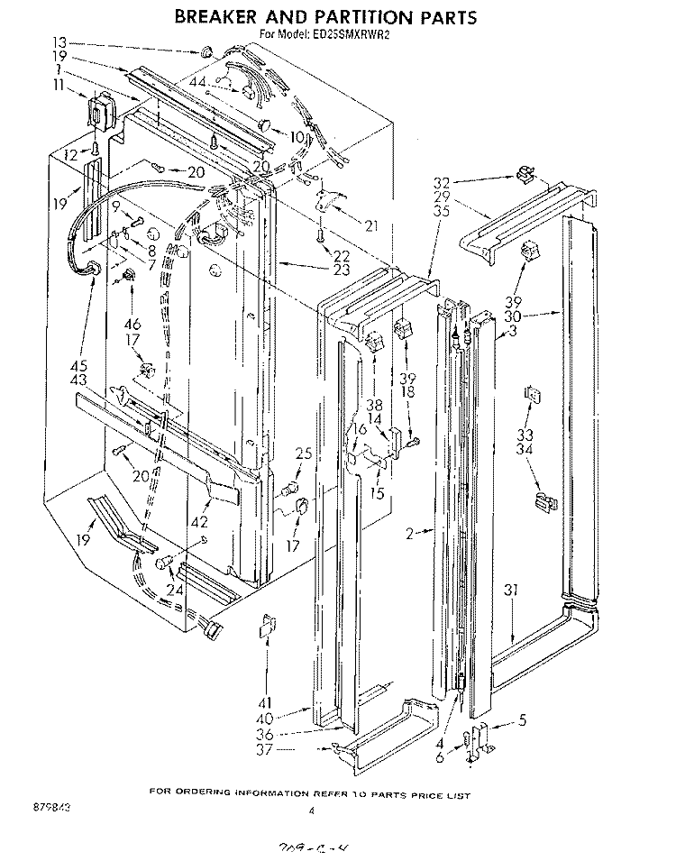 BREAKER AND PARTITION Diagram and Parts List for ED25SMXRWR2  Whirlpool Refrigerator