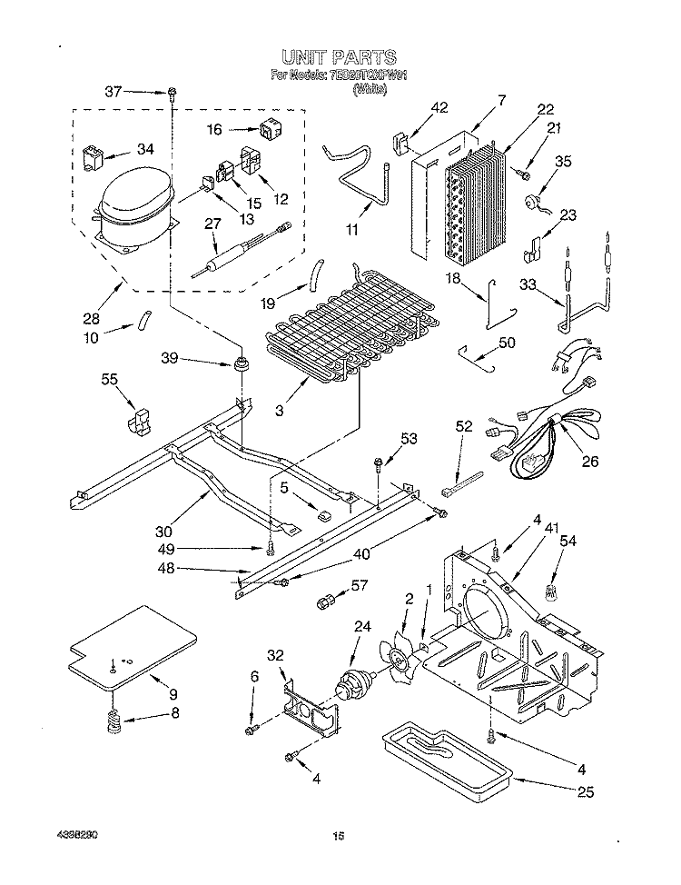 UNIT Diagram and Parts List for 7ED20TQXFW01  Whirlpool Refrigerator