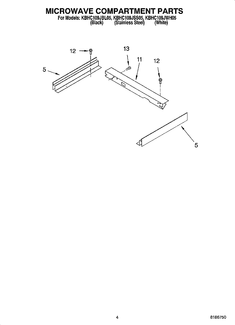 MICROWAVE COMPARTMENT PARTS Diagram and Parts List for KBHC109JSS05  KitchenAid Microwave Oven Combo