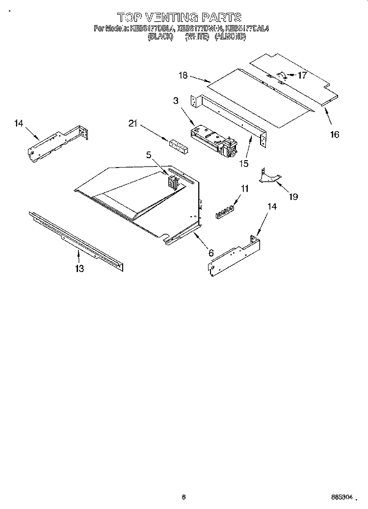 TOP VENTING, OPTIONAL Diagram and Parts List for KEBS177DWH4  KitchenAid Wall Oven
