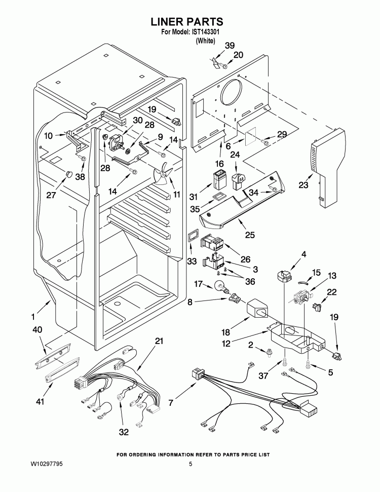 LINER PARTS Diagram and Parts List for IST143301  Inglis Refrigerator