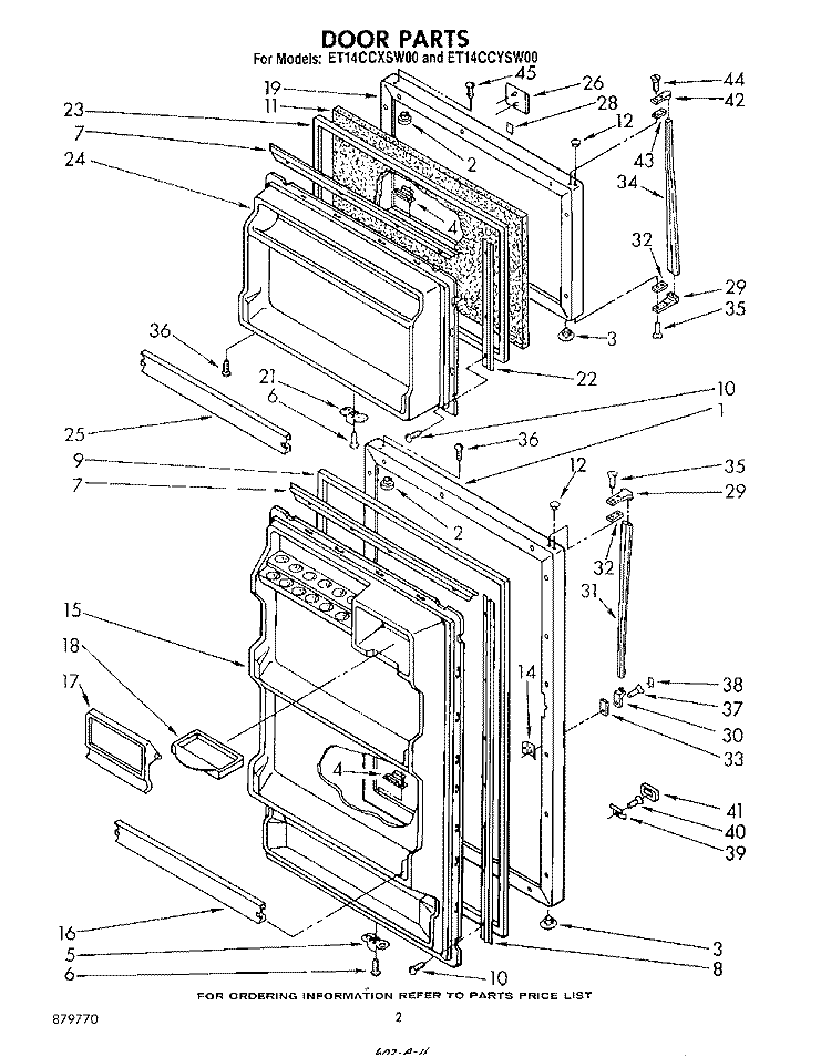 DOOR Diagram and Parts List for ET14CCXSW00  Whirlpool Refrigerator