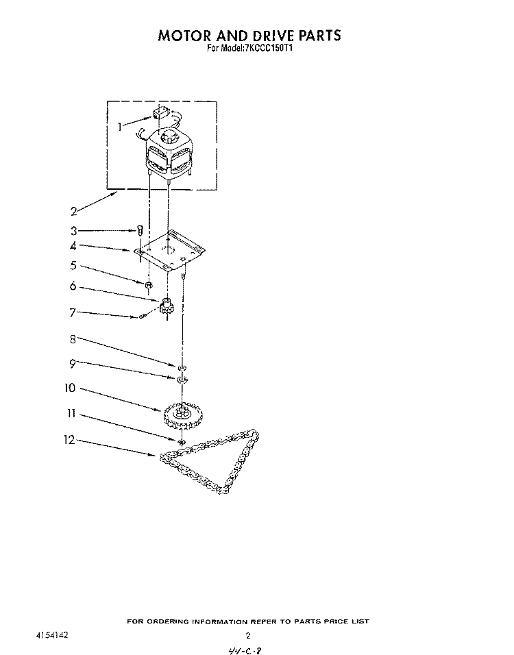 MOTOR AND DRIVE Diagram and Parts List for 7KCCC150T1  KitchenAid Trash Compactor