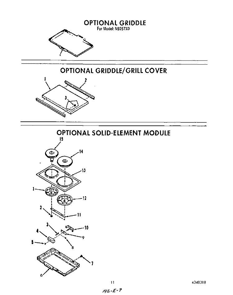 GRIDDLE , GRIDDLE/GRILL COVER Diagram and Parts List for N9257X0  Roper Range