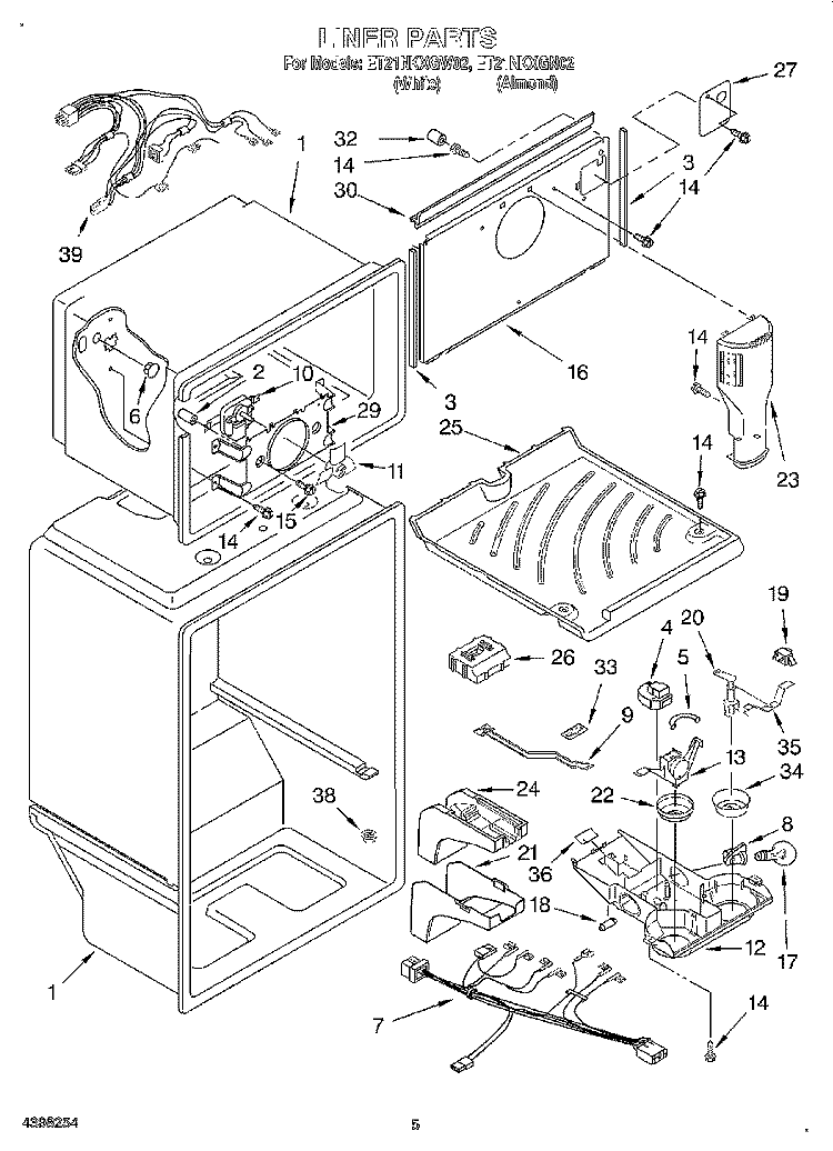 LINER Diagram and Parts List for ET21NKXGN02  Whirlpool Refrigerator