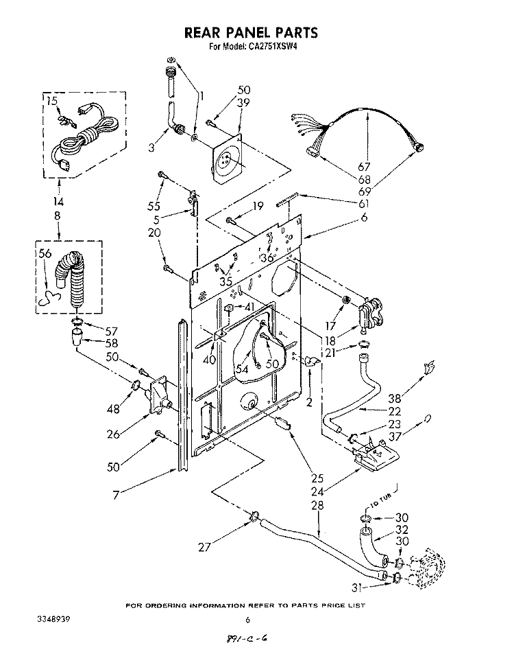 REAR PANEL Diagram and Parts List for CA2751XSW4  Whirlpool Washer
