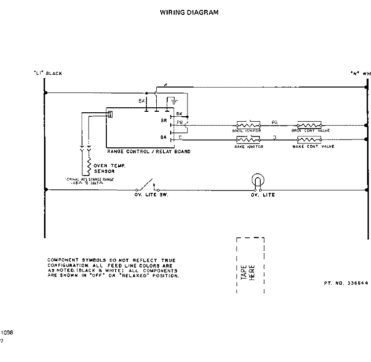 WIRING DIAGRAM Diagram and Parts List for B4007X0  Roper Range