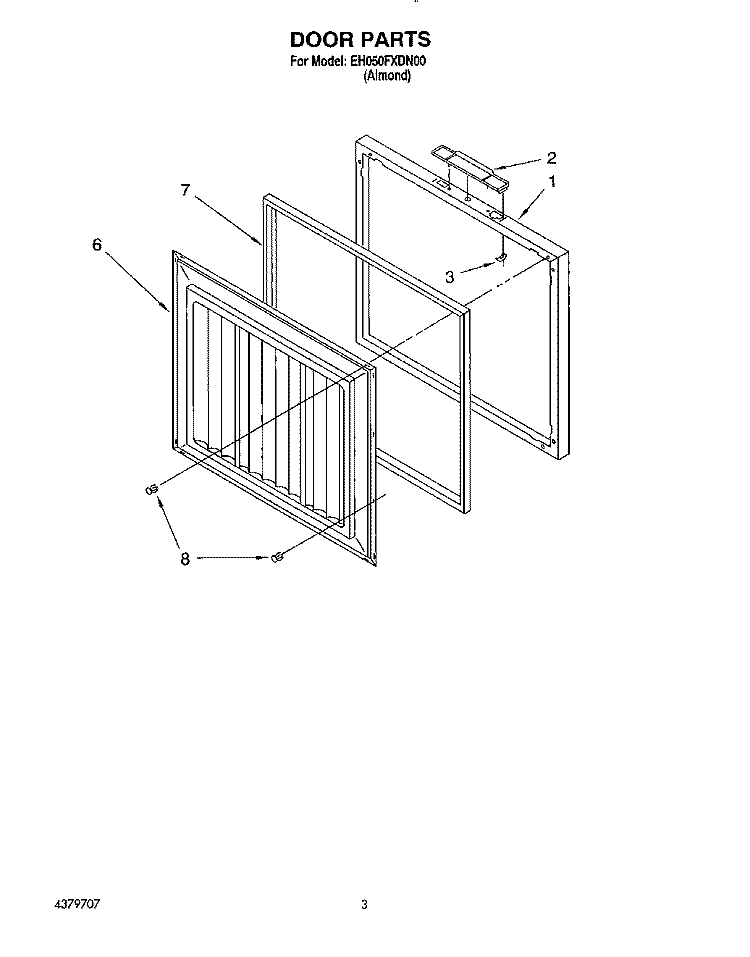 SECTION Diagram and Parts List for EH050FXDN00  Whirlpool Freezer