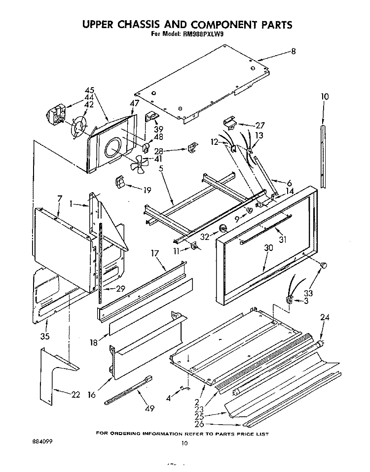 UPPER CHASSIS AND COMPONENT Diagram and Parts List for RM988PXLW9  Whirlpool Microwave Oven Combo