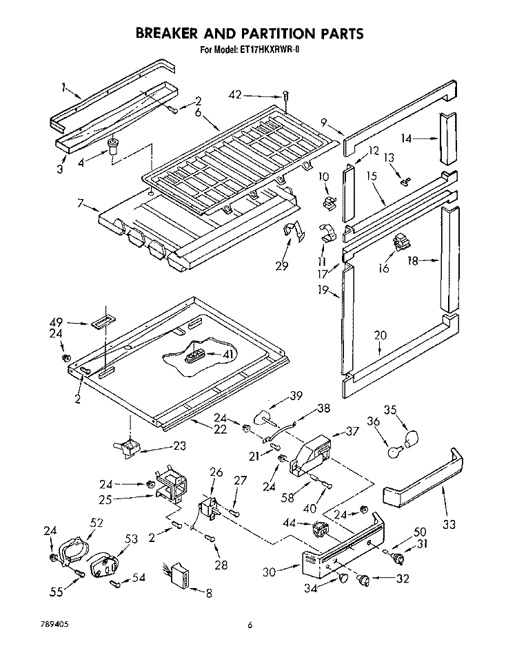 BREAKER AND PARTITION Diagram and Parts List for ET17HKXRMR0  Whirlpool Refrigerator