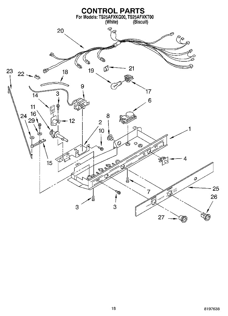 CONTROL Diagram and Parts List for TS25AFXKT00  Estate Refrigerator