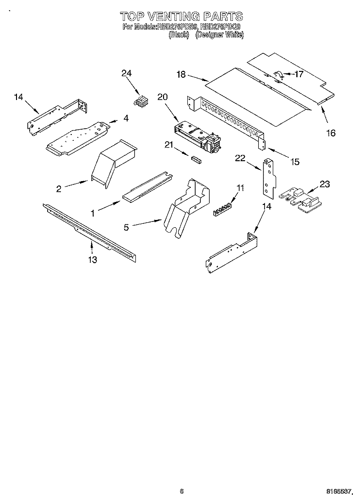 TOP VENTING, OPTIONAL Diagram and Parts List for RBD276PDQ9  Whirlpool Wall Oven