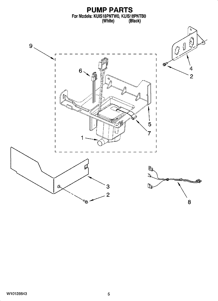 PUMP PARTS Diagram and Parts List for KUIS18PNTW0  KitchenAid Ice Maker