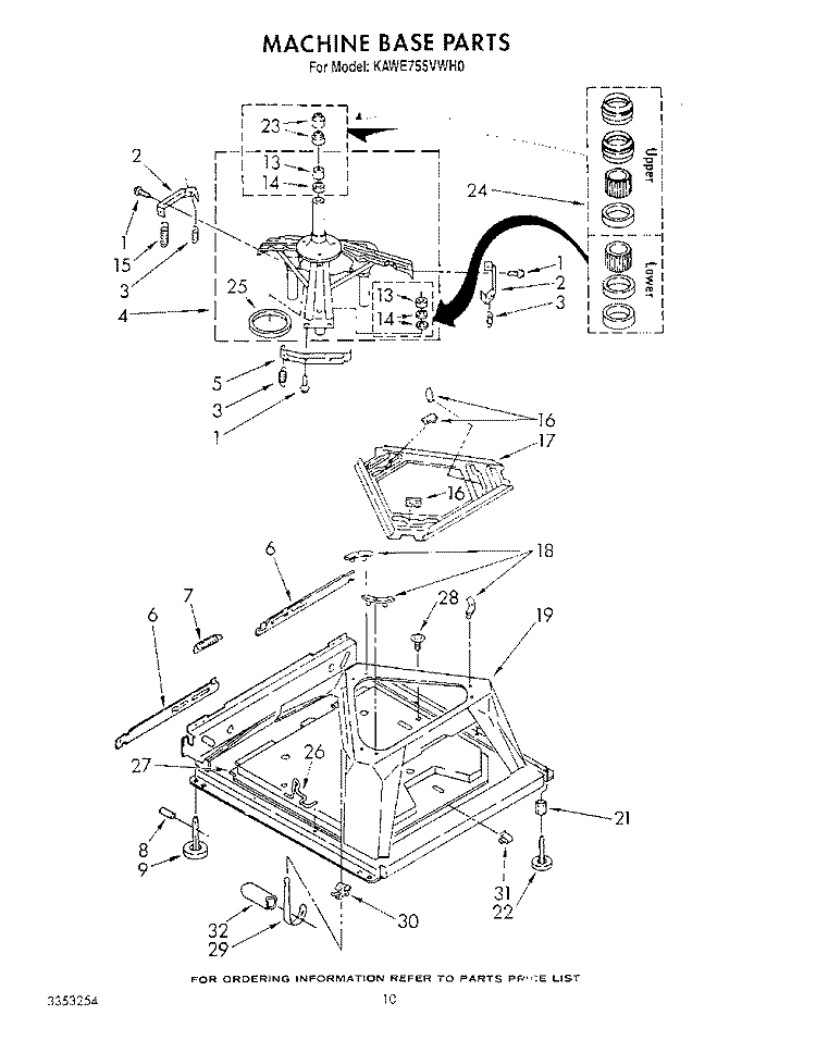 MACHINE BASE Diagram and Parts List for KAWE755VWH0  KitchenAid Washer